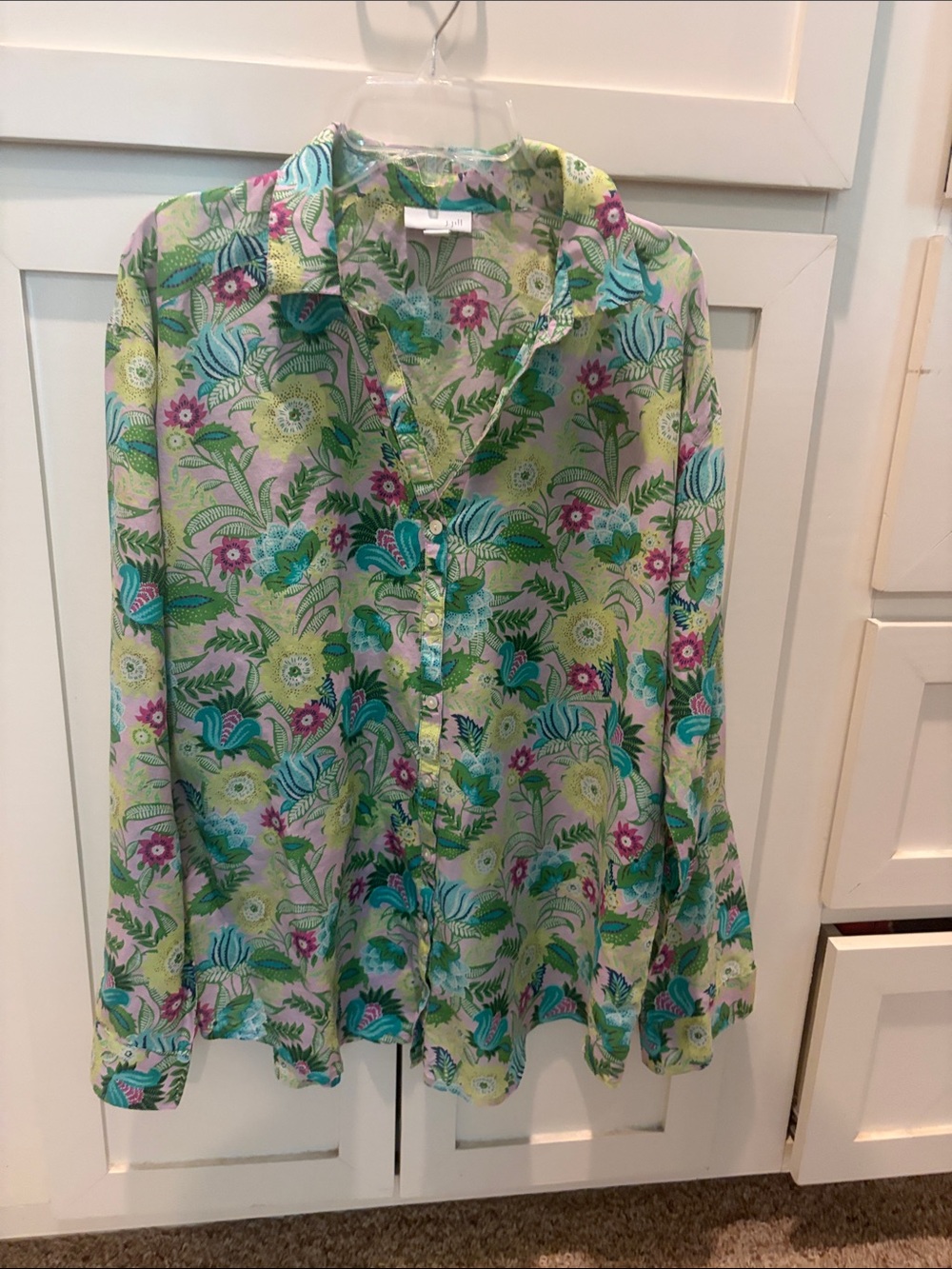 J. Jill Floral Print Blouse in Green, Pink, Teal